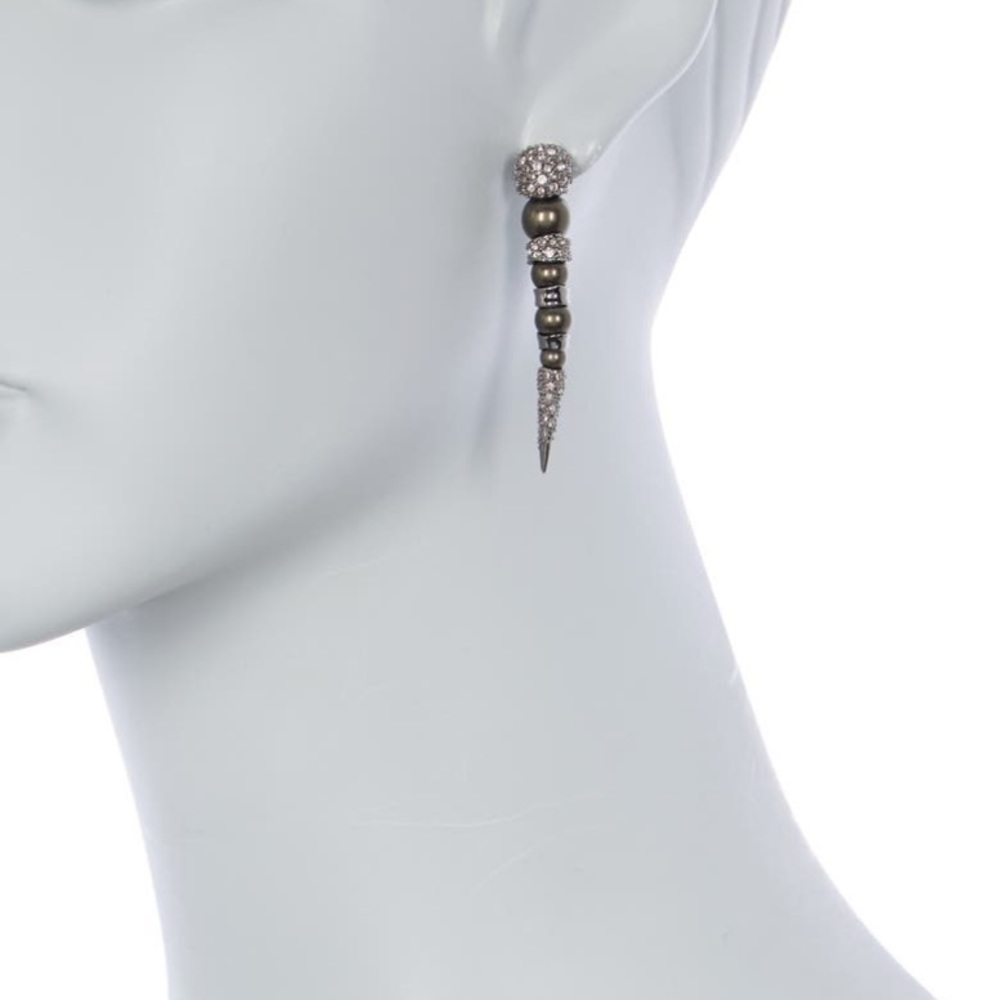 Alexis Bittar Hematite and Pave Spike Drop Earrings with Crystal Accents